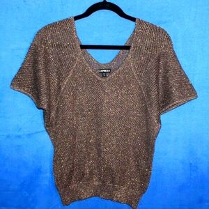 Express Brown Metallic Knit Top S